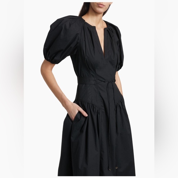 Ulla Johnson Carina cotton Noir Midi puff sleeve dress - Picture 9 of 12